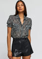 Generation Love - Mina Snake Georgette Shirt - Forest Python Moss