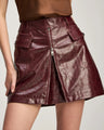 Cinq à Sept - Tumbled Vegan Leather Radley Skirt - Black Cherry