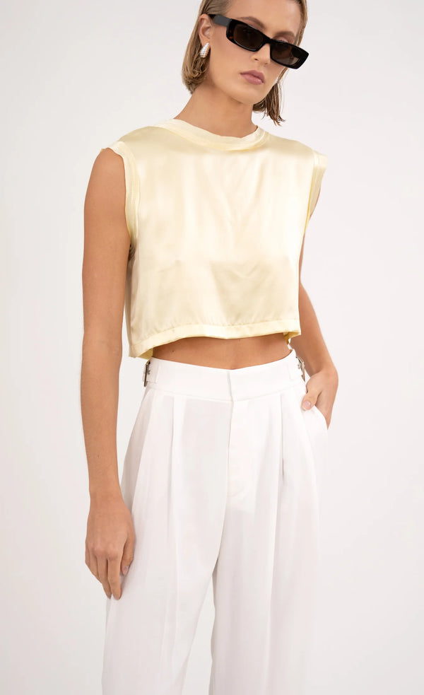 Nonchalant - Mel Crop - Pale Yellow
