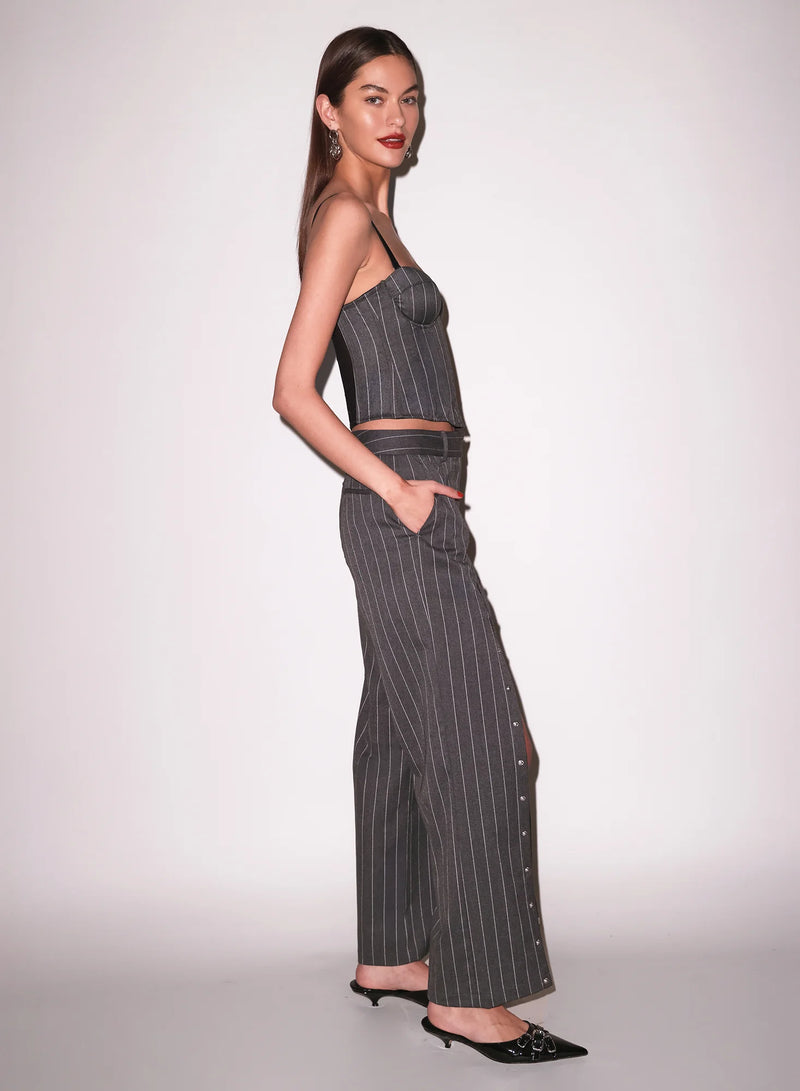 Fleur Du Mal - Maxwell Bustier - Grey Pinstripe