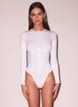Fleur Du Mal - Organic Cotton Long Sleeve T-Shirt Bodysuit - White