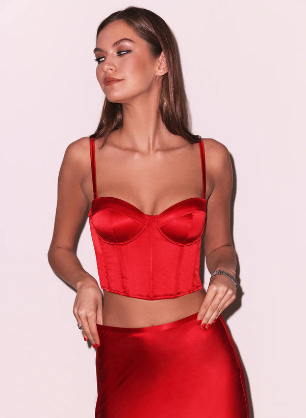 Fleur Du Mal - Cropped Hamptons Bustier - Rouge