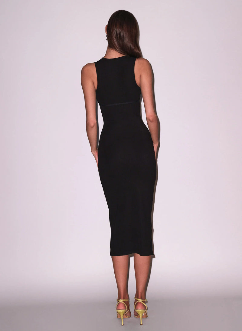 Fleur Du Mal - Hourglass Rib Midi Dress - Black