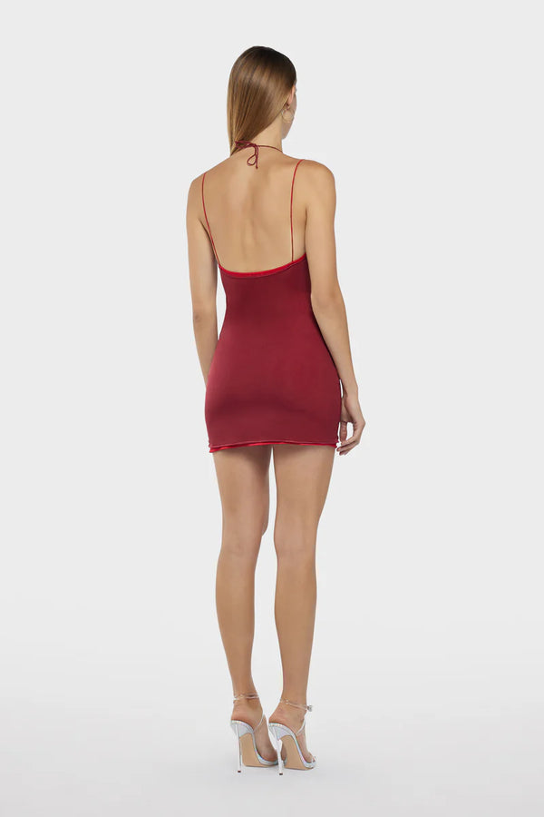 Oséree - Rose Mini Dress - Merlot/Red