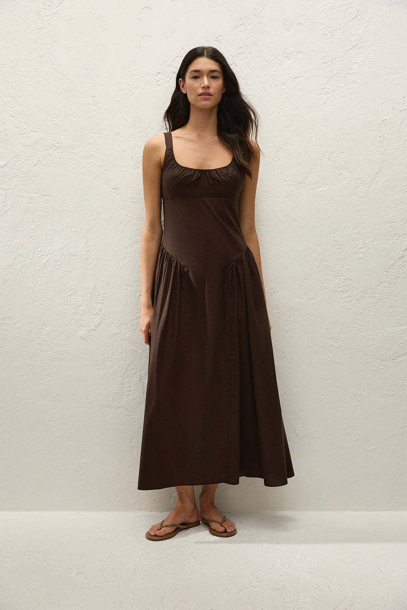 Faithfull The Brand - Robe Marcella Coton - Café Faithfull The Brand - Robe Marcella Coton - Café