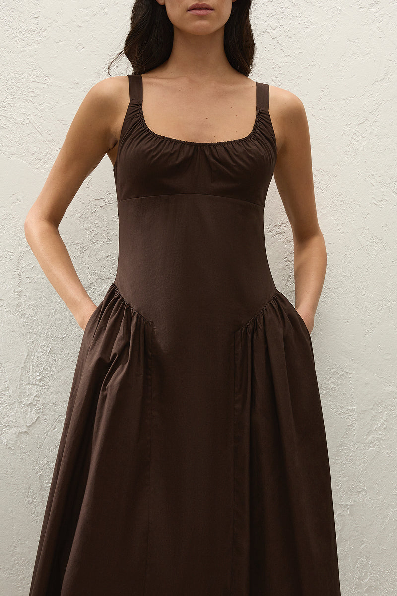 faithfull the brand brown dress Faithfull - Suis Midi Dress Clay main image 0