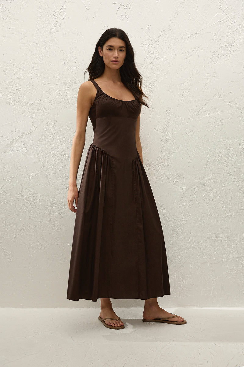 faithfull the brand andressa midi dress Faithfull The Brand - Robe Marcella Coton - Café