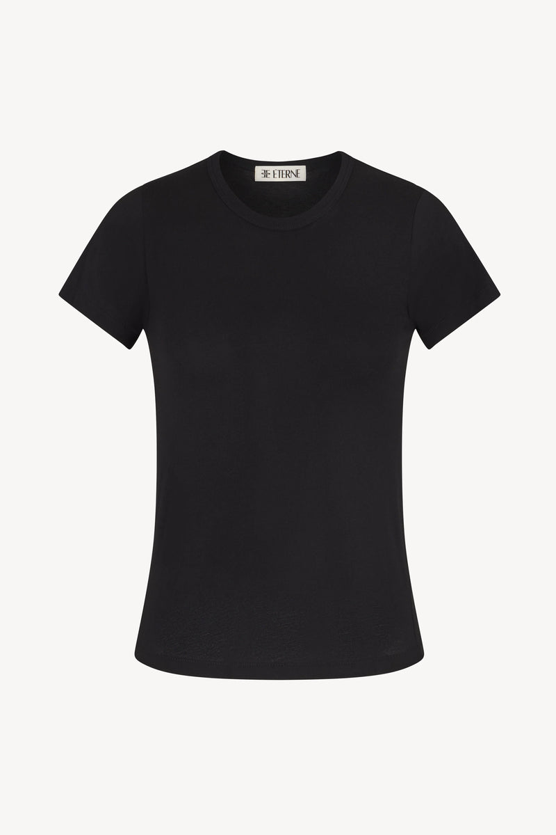 Eterne - Fitted Crewneck Short Sleeve T-Shirt - Black