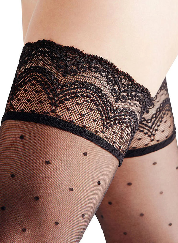 Fleur Du Mal - Falke Dot Stay Up Stocking - Black