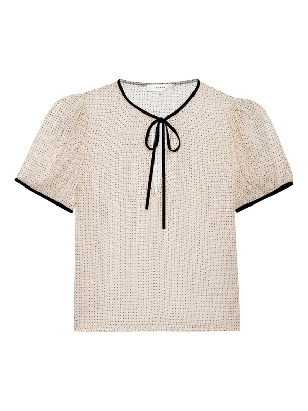 Frame - The Tie Puff Sleeve Blouse - Ecru Multi