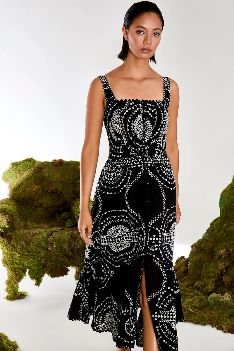 Charo Ruiz Greba Broderie Anglaise Cotton-blend Midi Dress - Women - Black Dresses - M Charo Ruiz Greba Broderie Anglaise Cotton-blend Midi Dress - Women - Black Dresses - M