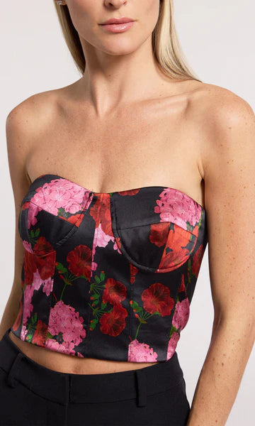 Generation love - Enya Floral Satin Bustier - Floral Fantasy Red