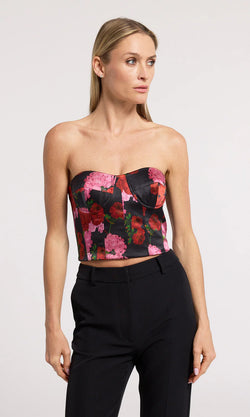 Generation love - Enya Floral Satin Bustier - Floral Fantasy Red