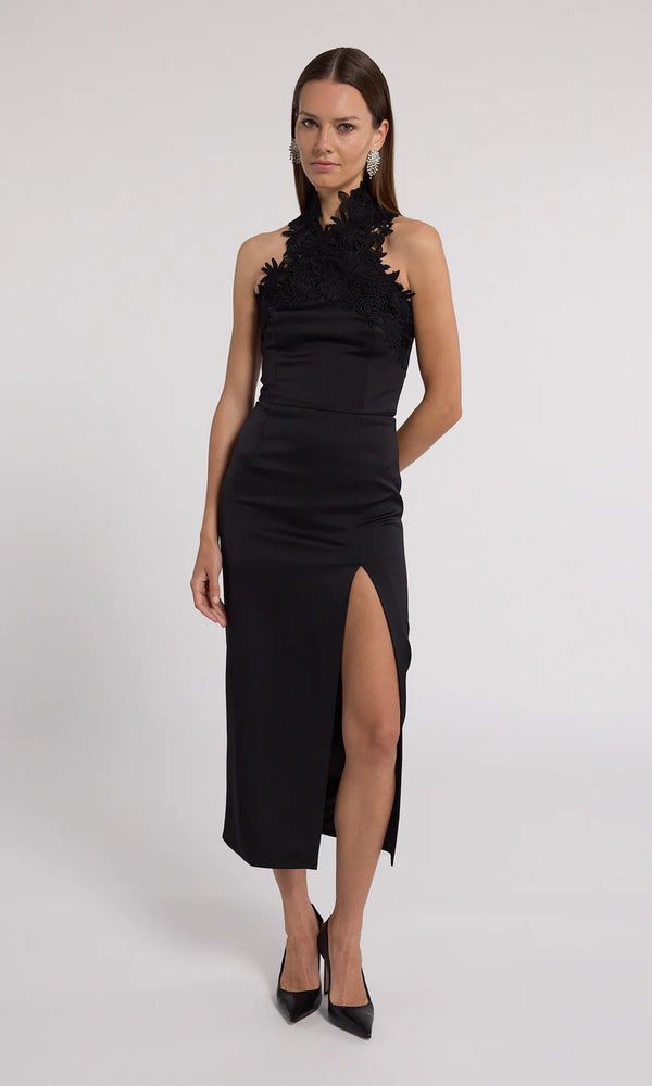 Generation love - Raven Lace Combo Halter Dress - Black