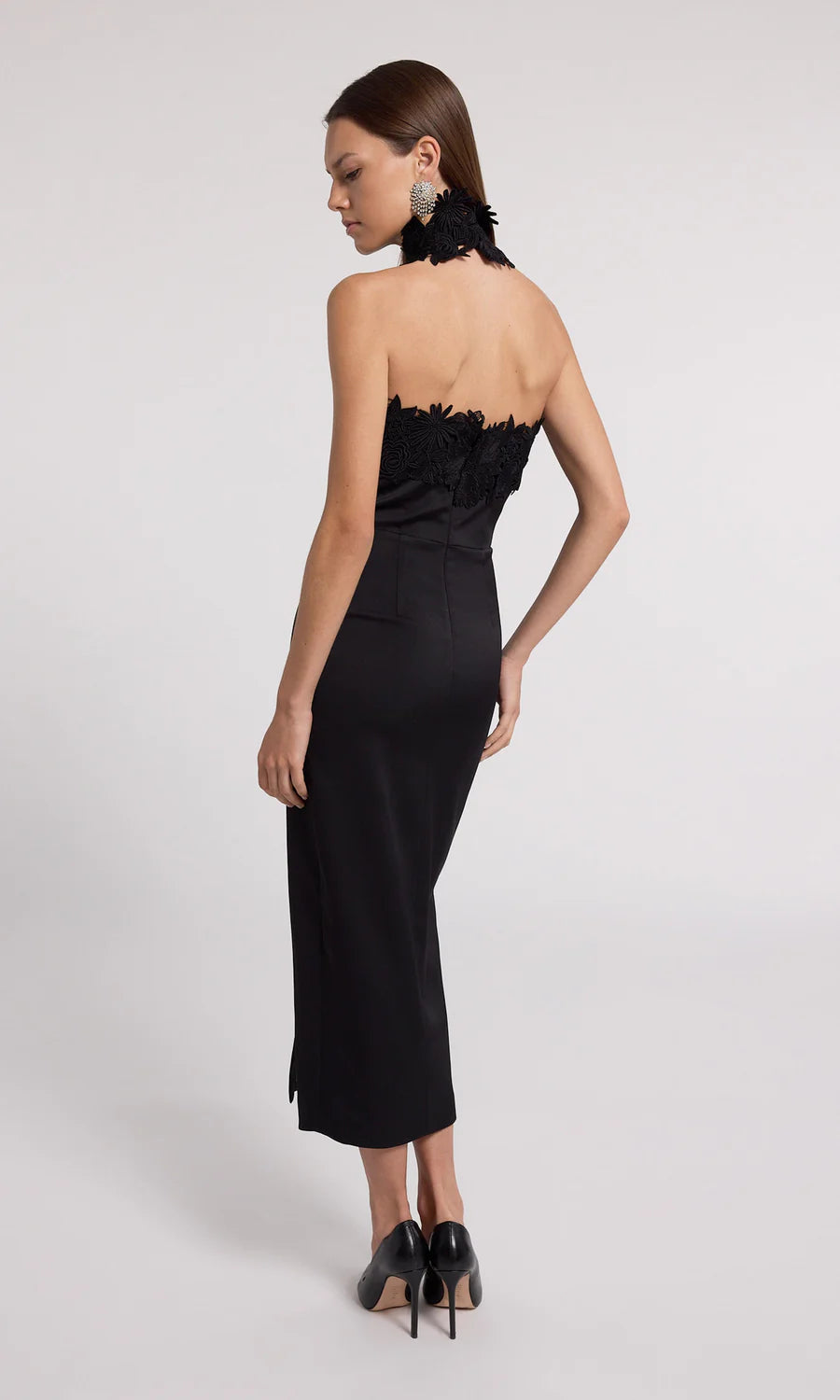 Raven Lace Combo Halter Dress 0 / Black