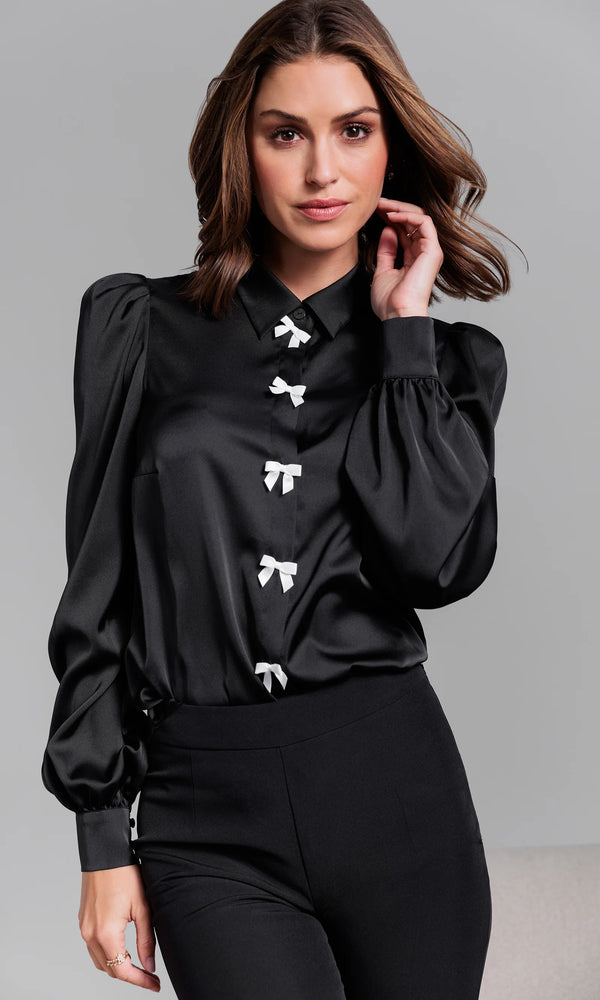 Generation Love - Arly Bow Blouse - Black/White