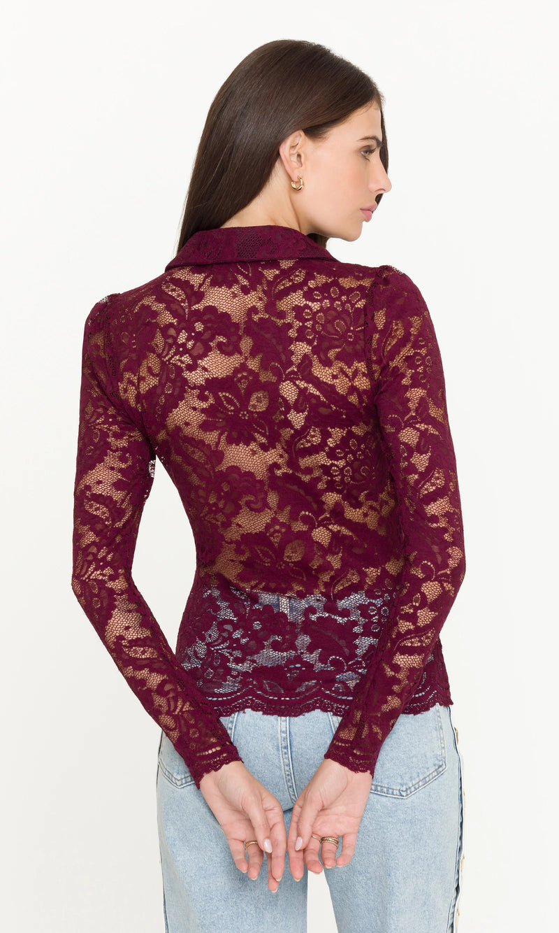 Generation Love - Dominique Lace Top - Cabernet
