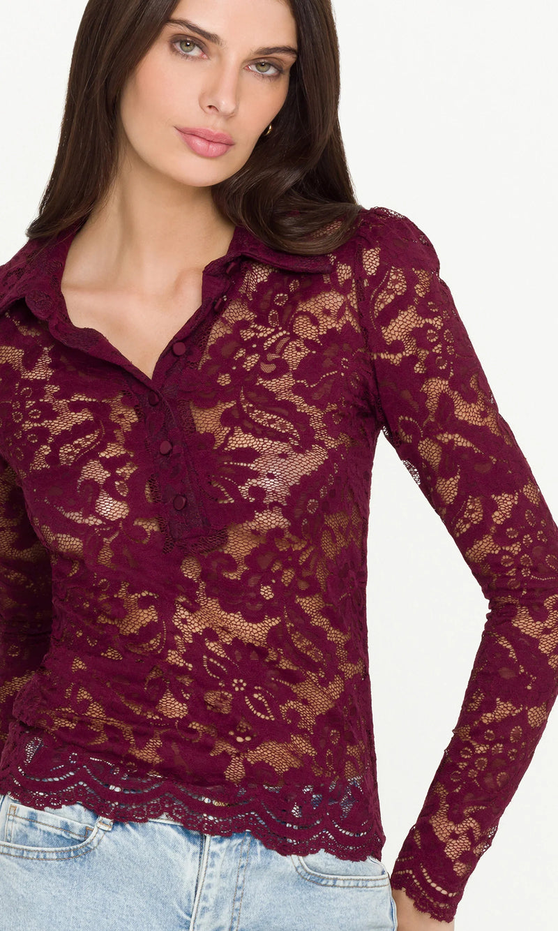 Generation Love - Dominique Lace Top - Cabernet