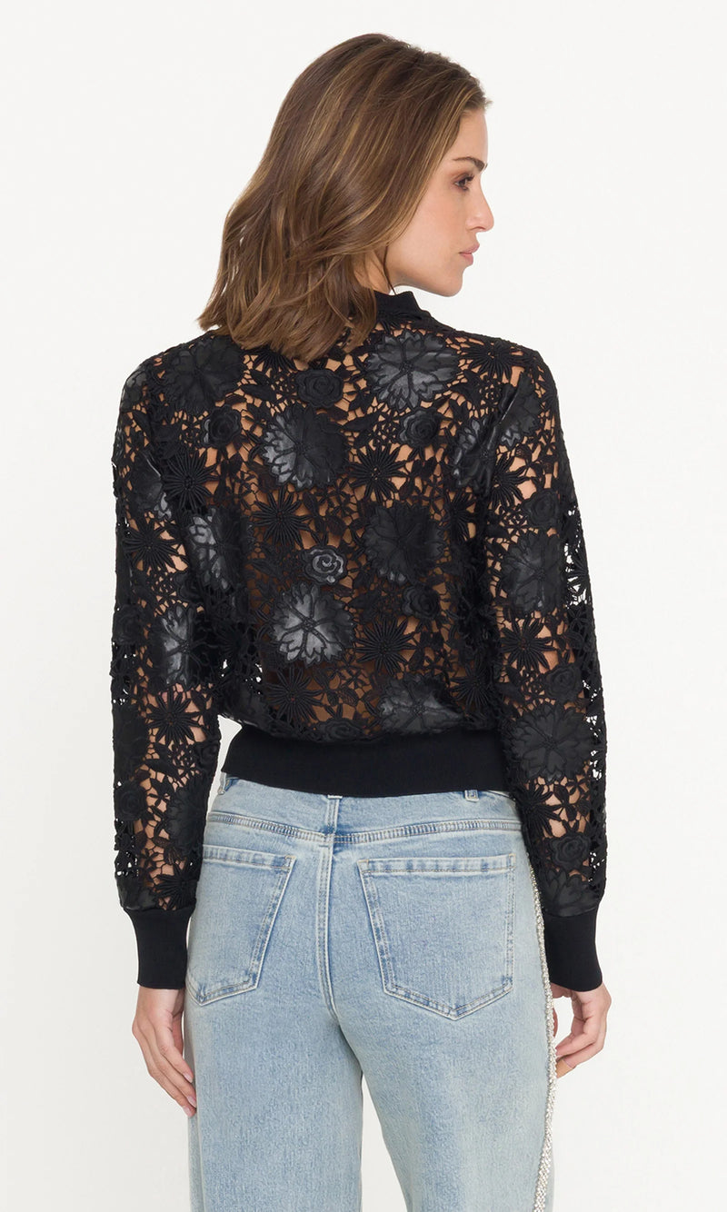 Generation Love - Erin Vegan Leather Lace Cardigan - Black