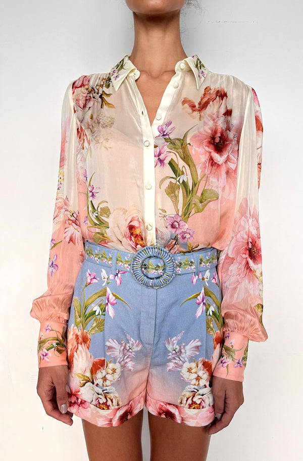Hemant and Nandita - Shorts With Buckle Belt - Pink Blue Mix