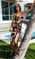 Generation Love - Hailey Geometric Sheen Jersey Maxi Dress - Wavy Geo Brown