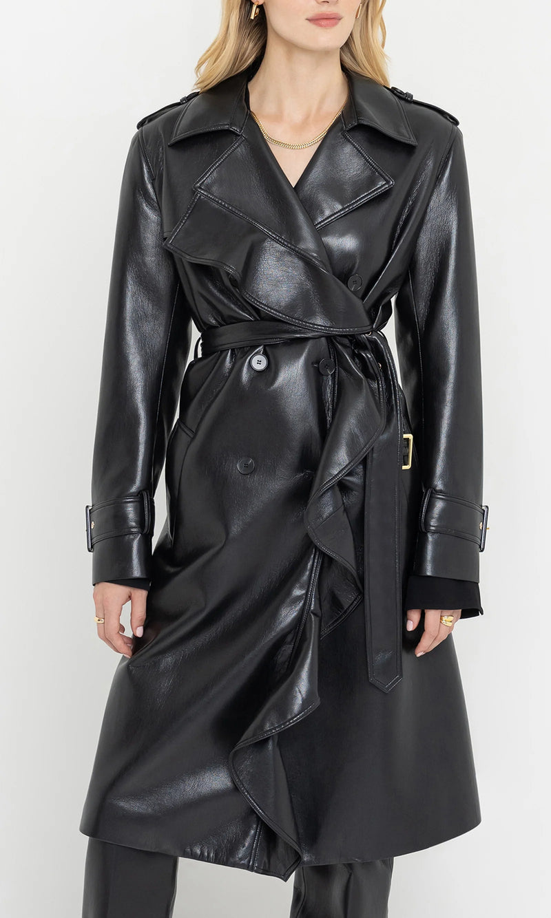 Generation Love - Hearst Vegan Leather Trench Coat - Black