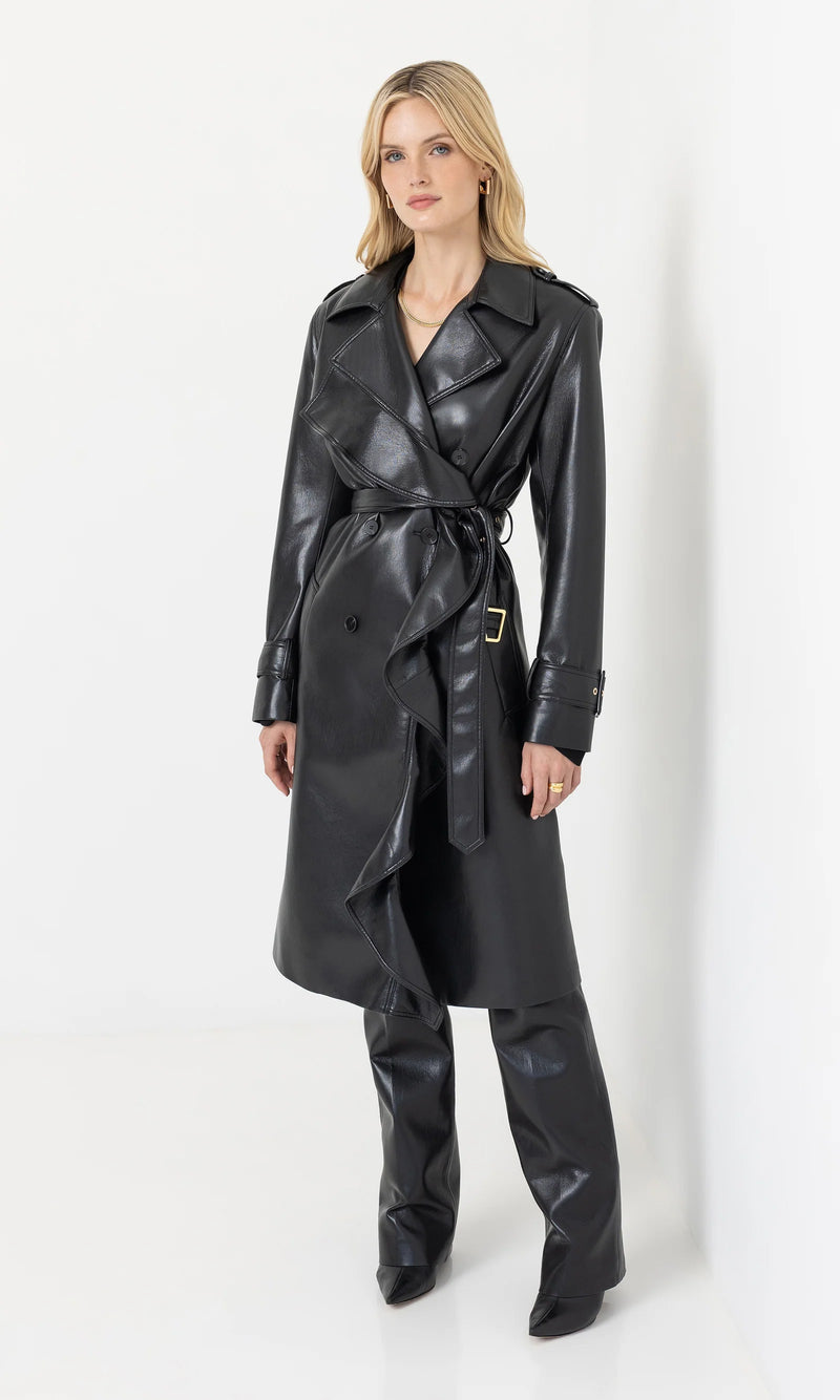 Generation Love - Hearst Vegan Leather Trench Coat - Black