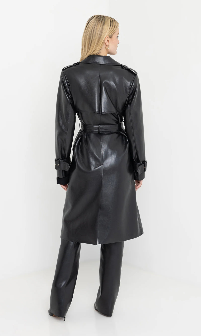Generation Love - Hearst Vegan Leather Trench Coat - Black
