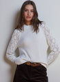 Shaker Raglan Crew W/ Pointelle Sleeves