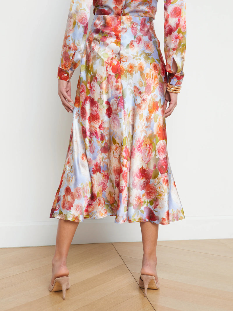L’agence - Clarisa Silk Skirt - Multi Soft Cloud Floral