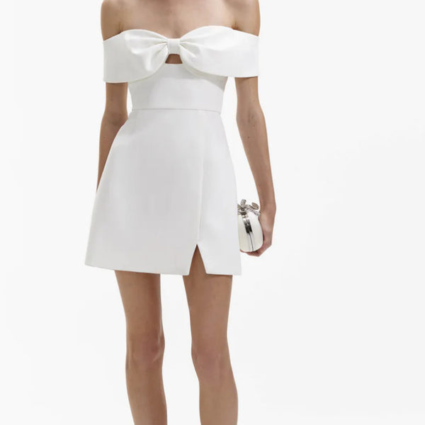 knee length dresses for ladies Self-portrait - Bow Crepe Mini Dress