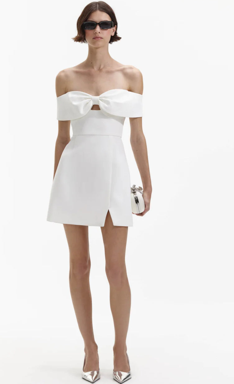 Self-portrait - Bow Crepe Mini Dress Self-portrait - Bow Crepe Mini Dress