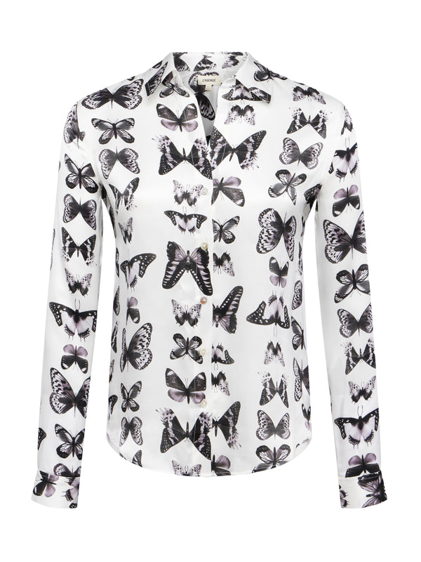 L’agence - Tyler Shirt - White Multi Vintage Butterfly