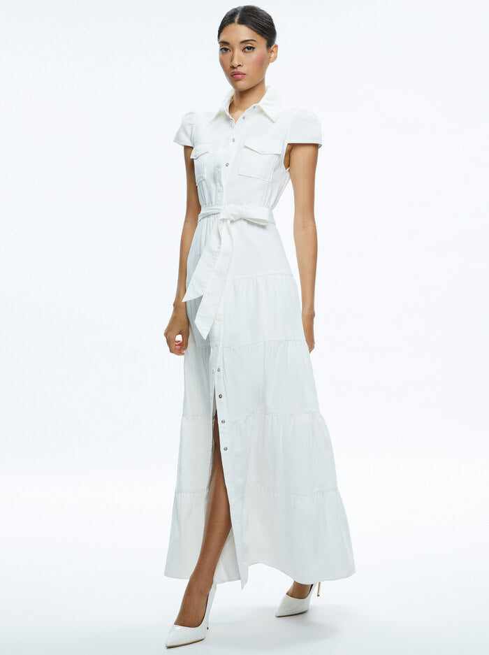 Alice + Olivia - Miranda Denim Maxi Dress - Off White