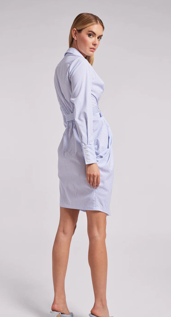 Generation Love - Gloria Pinstripe Shirt Dress - White/Light Blue