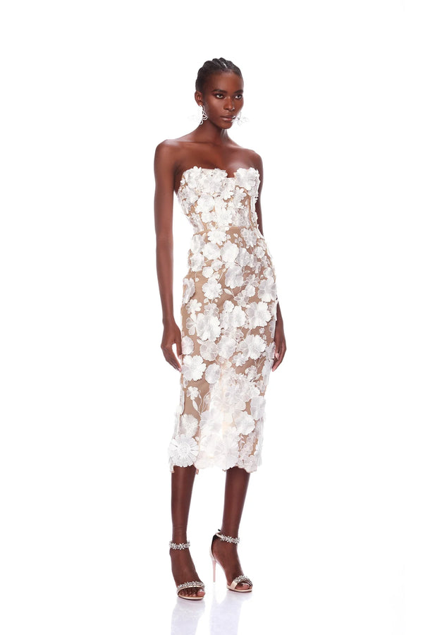 Bronx and Banco - Jasmine Midi Dress - White Floral
