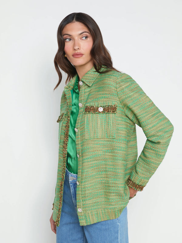 L’agence - Jeanine Tweed Shirt Jacket - Fern Multi Tweed