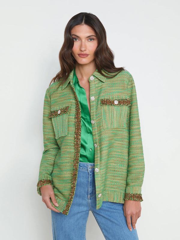 L’agence - Jeanine Tweed Shirt Jacket - Fern Multi Tweed