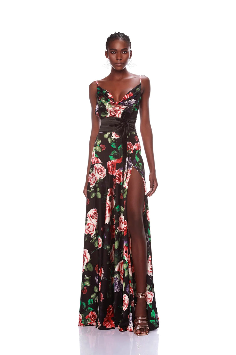 Bronx and Banco Leo Rose Maxi Dress Black Floral