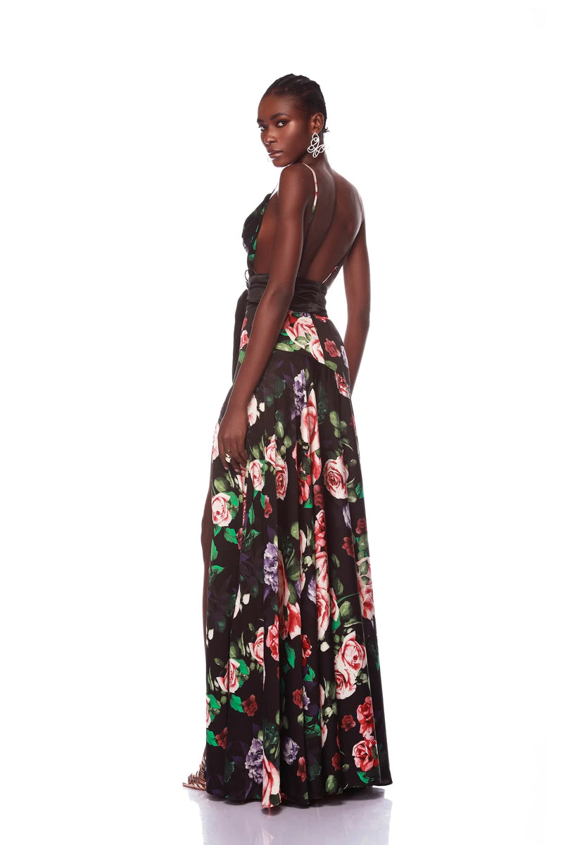 Buy Women Black Floral Cut Out Waist Maxi Dress - Date Night Dress Online  India - FabAlley