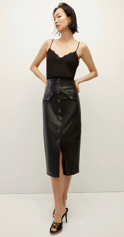 Veronica Beard - Barrie Vegan Leather Skirt - Black