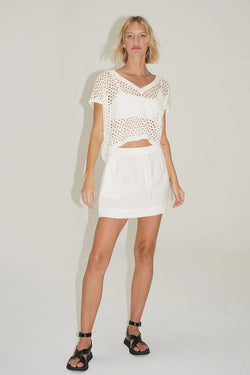 LNA - Mia Linen Mini Skirt - White