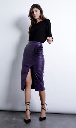 Karina Grimaldi - Angel Leather Skirt - Purple