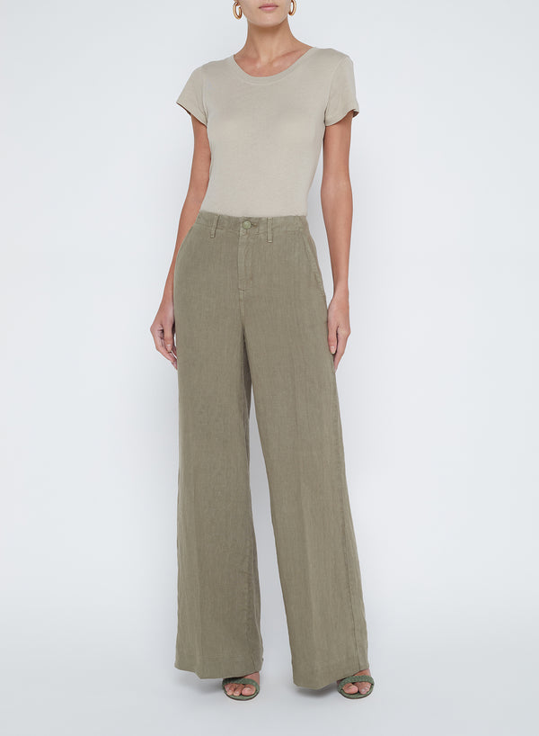 L’agence - Brie H/R Wide Leg Pant - Covert Green