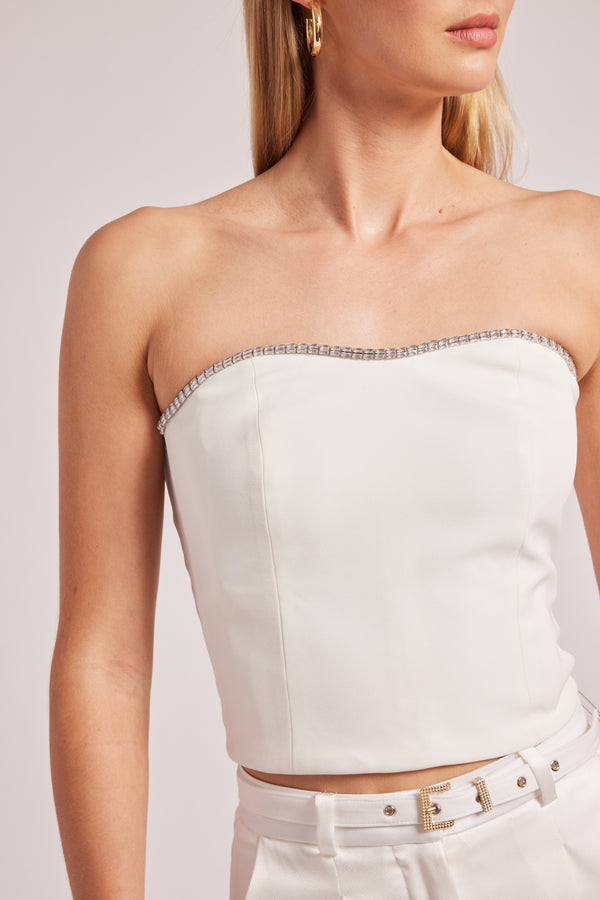 Generation Love - Ettie Crystal Crepe Bustier - White