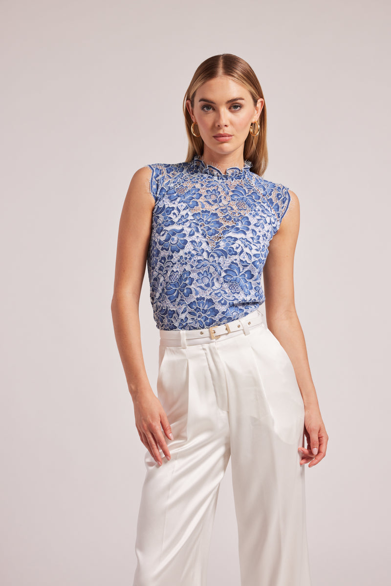 Generation Love - Steffina Lace Top - Blue/White