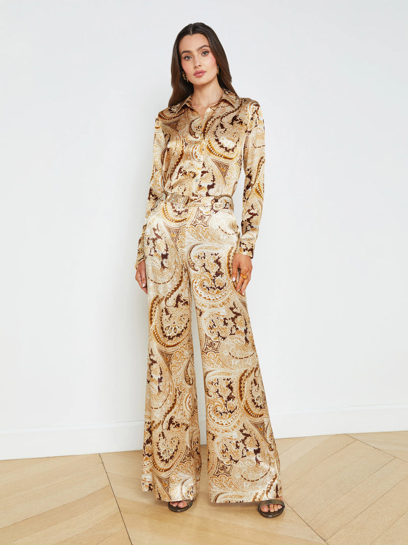 L’agence - Pilar Wide Leg Pant - Ivory Multi Boute Paisley