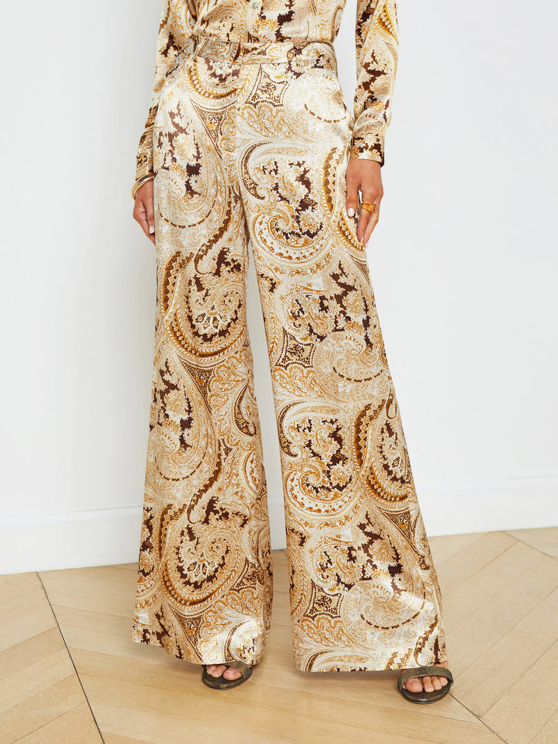 L’agence - Pilar Wide Leg Pant - Ivory Multi Boute Paisley