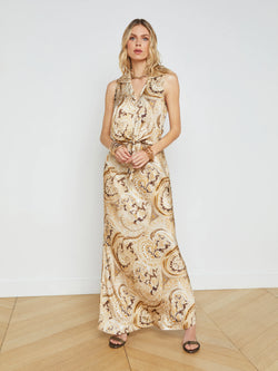 L’agence - Zeta Maxi Skirt - Ivory Multi Boute Paisley