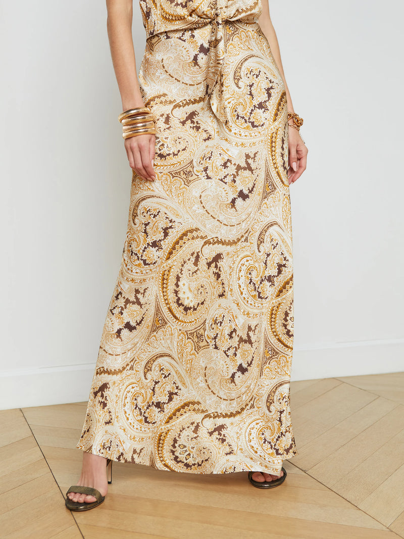 L’agence - Zeta Maxi Skirt - Ivory Multi Boute Paisley